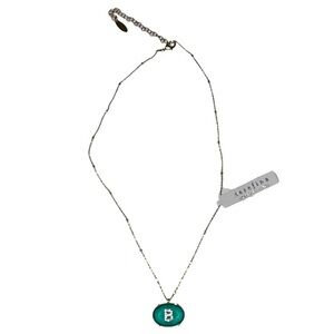 Anthropologie Serefina urban vintage Gold and Aqua Green Necklace “B” Initial